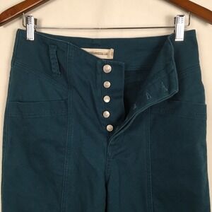 Happy X Nature High Rise Women's Pants Button Fly Size 4 Casual Cotton Teal